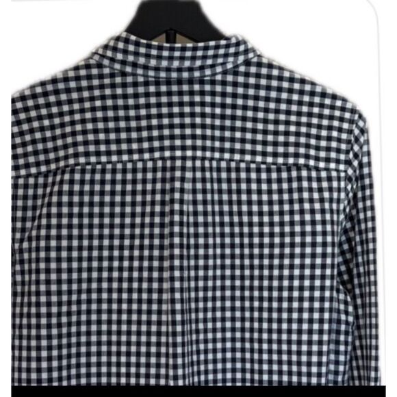 Talbots Black & White Gingham Button-Up Shirt Long Sleeve with Sleeve Tabs L - Picture 4 of 7